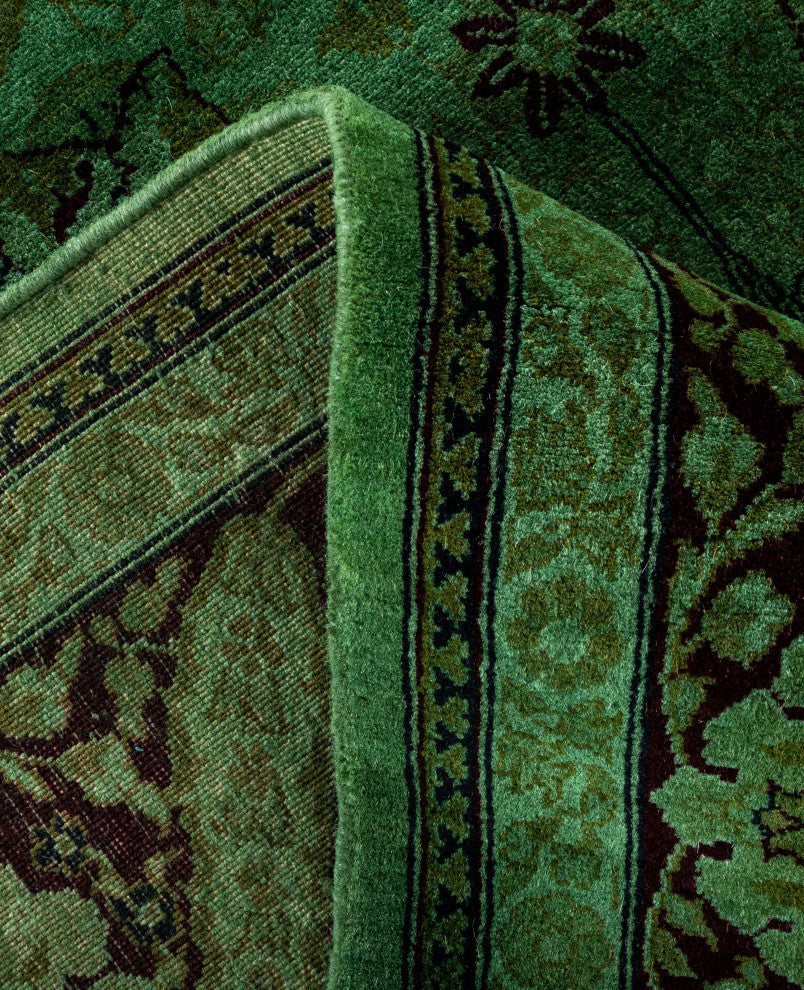 Overdyed One-of-a-Kind Hand-Knotted Area Rug Green, 6' 1" x 6' 3"