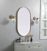 Metal Frame Oval Mirror 24X40 Inch, Brass