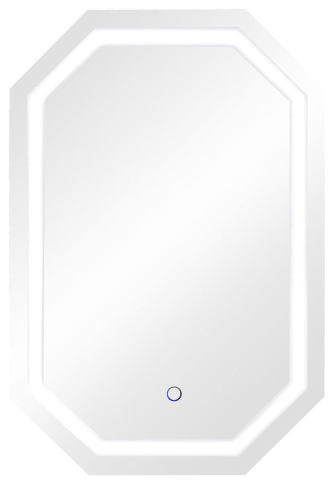 LED Lighted Octagon Wall Mount Bathroom Mirror With Defogger, 20"x30"