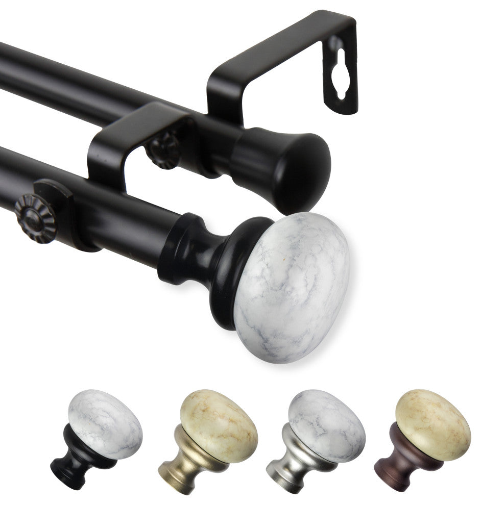 Creola 13/16" Double Curtain Rod Black