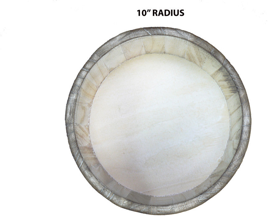 10" Light Gray Wash Round Wood Crate, Set of 3