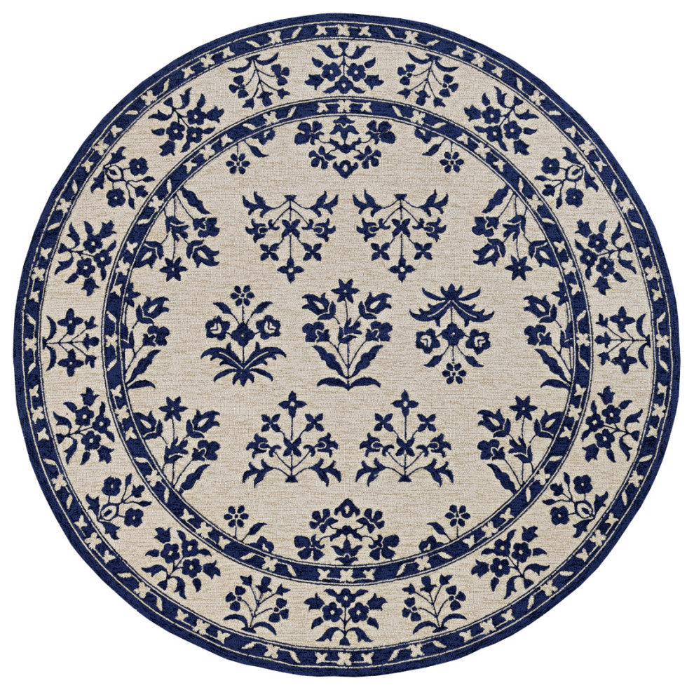 KAS Harbor 4208 Sand/Blue Haven Area Rug, 8'x8' Round
