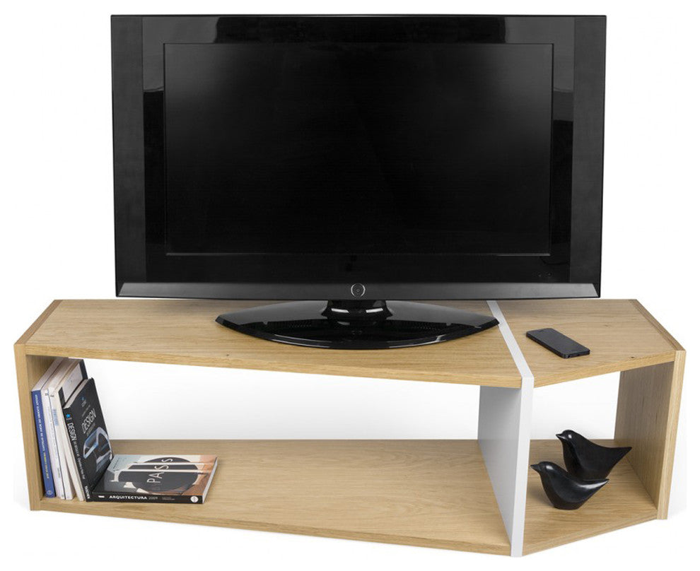 Blanston Modern Modular Stackable Shelf, Oak/ White