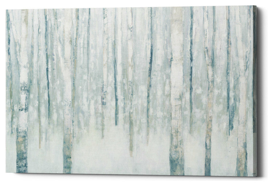 Epic Graffiti "Birches In Winter Blue" Giclee Canvas Wall Art, 18"x26"