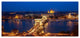 Illuminated Cain Bridge Budapest, Large Cityscape Canvas Art Print, 60"x28"