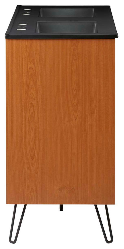 Energize 48" Double Sink Bathroom Vanity, Cherry White Black