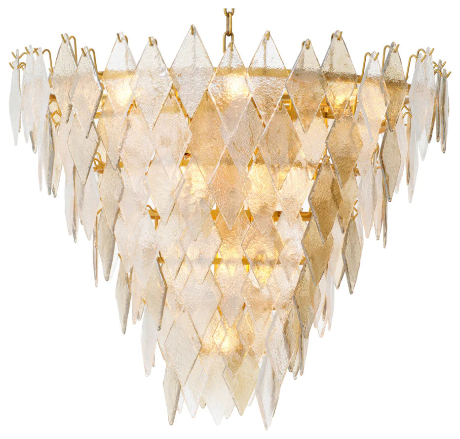 Sugared Glass Chandelier, Eichholtz Rhombus, Large