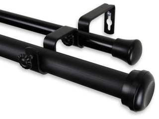 Rosen 1" Double Curtain Rod 28-48", Black