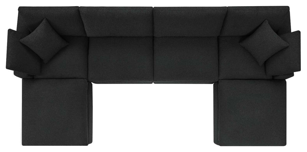 Commix Down Filled Overstuffed Boucle 6-Piece Sectional Sofa, Black
