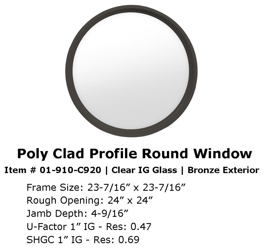 Rambler 4 Season Poly Round Window, Clear Insulated Glass, Bronze, Clear Insulat