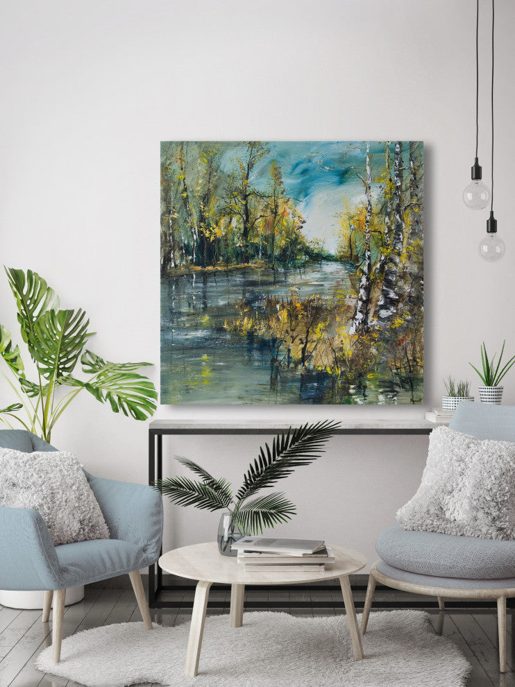 "Listening to the River" Painting Print on Wrapped Canvas, 32x32