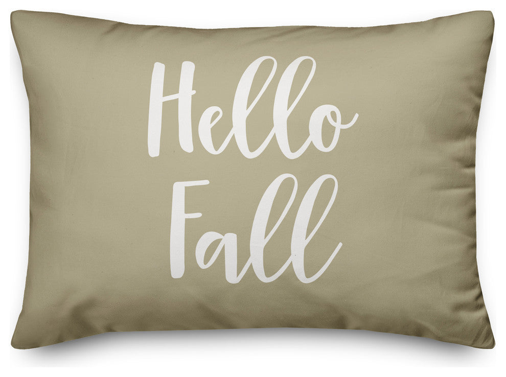 Hello Fall Lumbar Pillow, Beige, 14"x20"