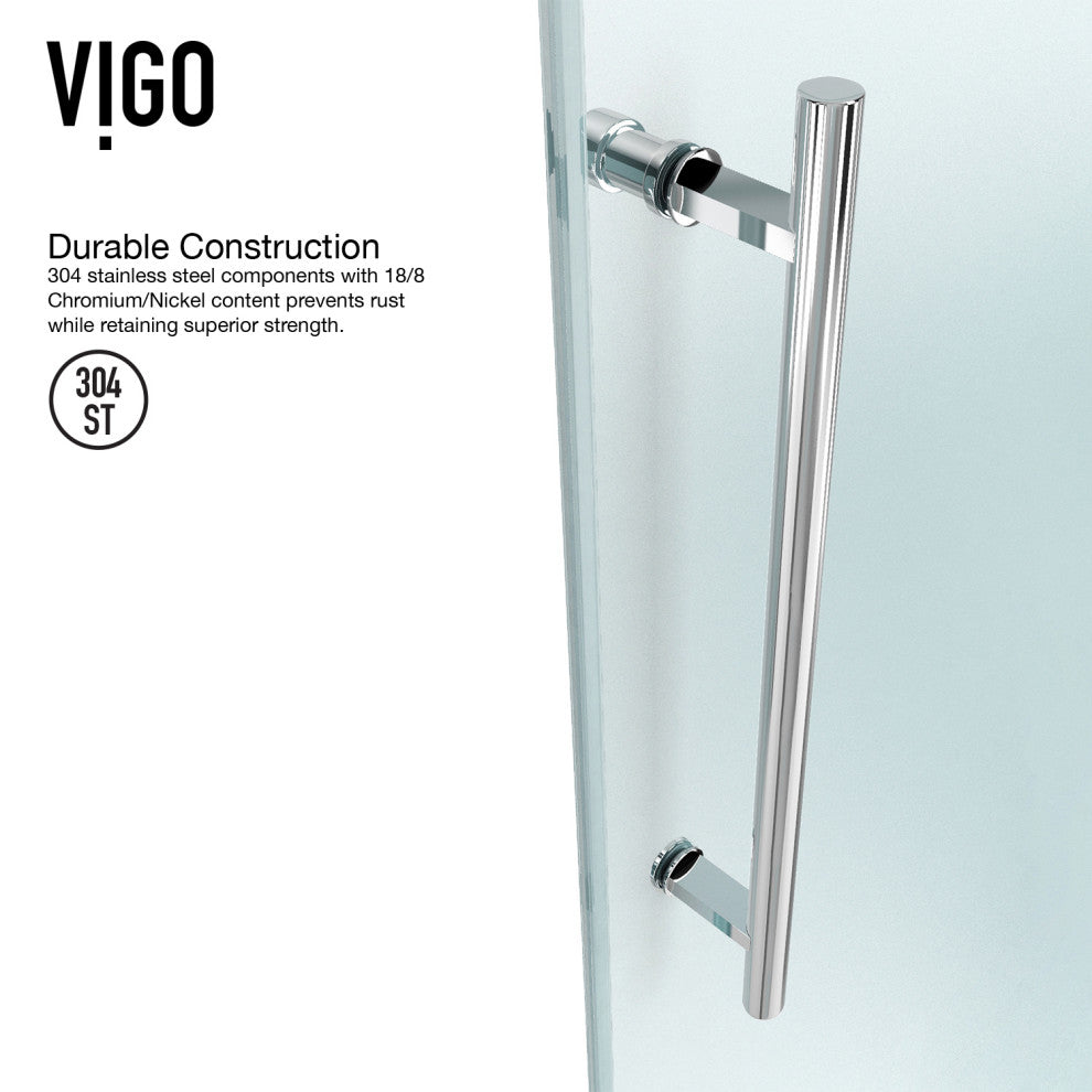 VIGO Winslow Frameless Sliding Shower Enclosure, Chrome, 36" D X 48" W X 80" H, Left Drain Base