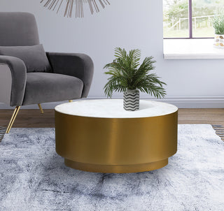 Presley Coffee Table, Marble Top, Brushed Gold Metal Base