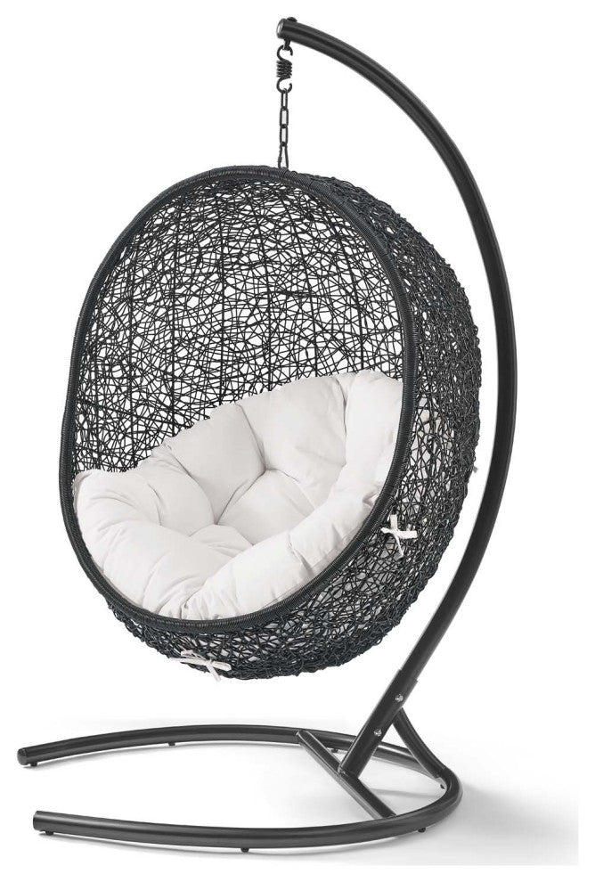 Swing Lounge Chair, Sunbrella, Black White, Modern, Outdoor Patio Balcony Garden