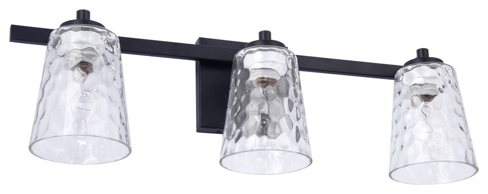 3-Light Modern Black Wall Sconce Vanity Light With Crystal Lampshade