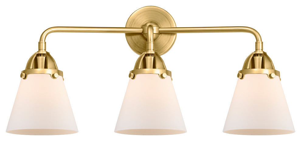 Small Cone Bath Vanity Light, Satin Gold, Matte White, Matte White