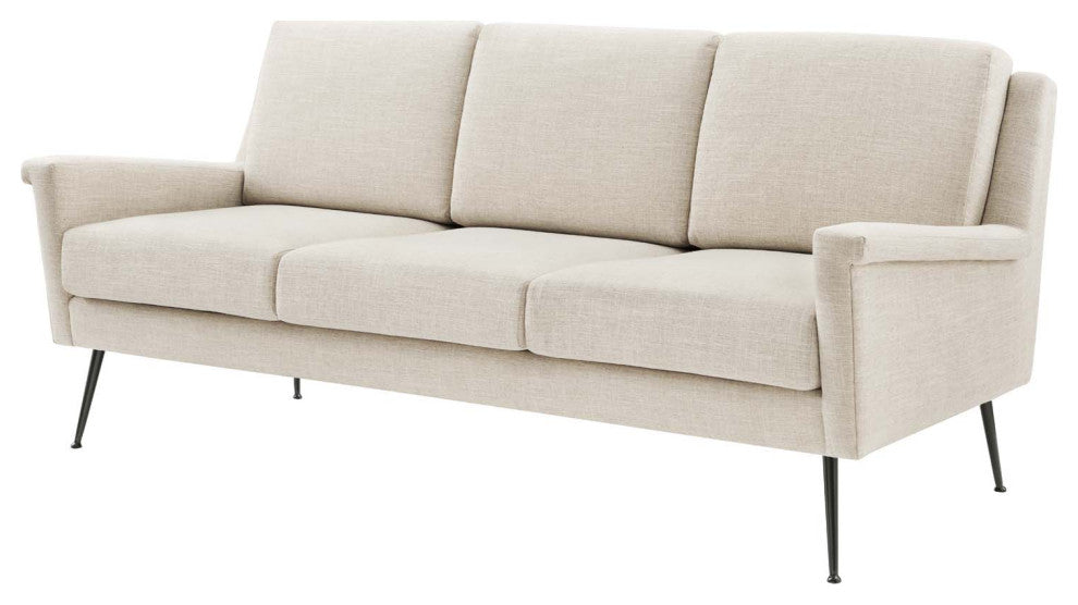 Sofa, Fabric, Black Beige, Modern, Living Lounge Room Hotel Lobby Hospitality