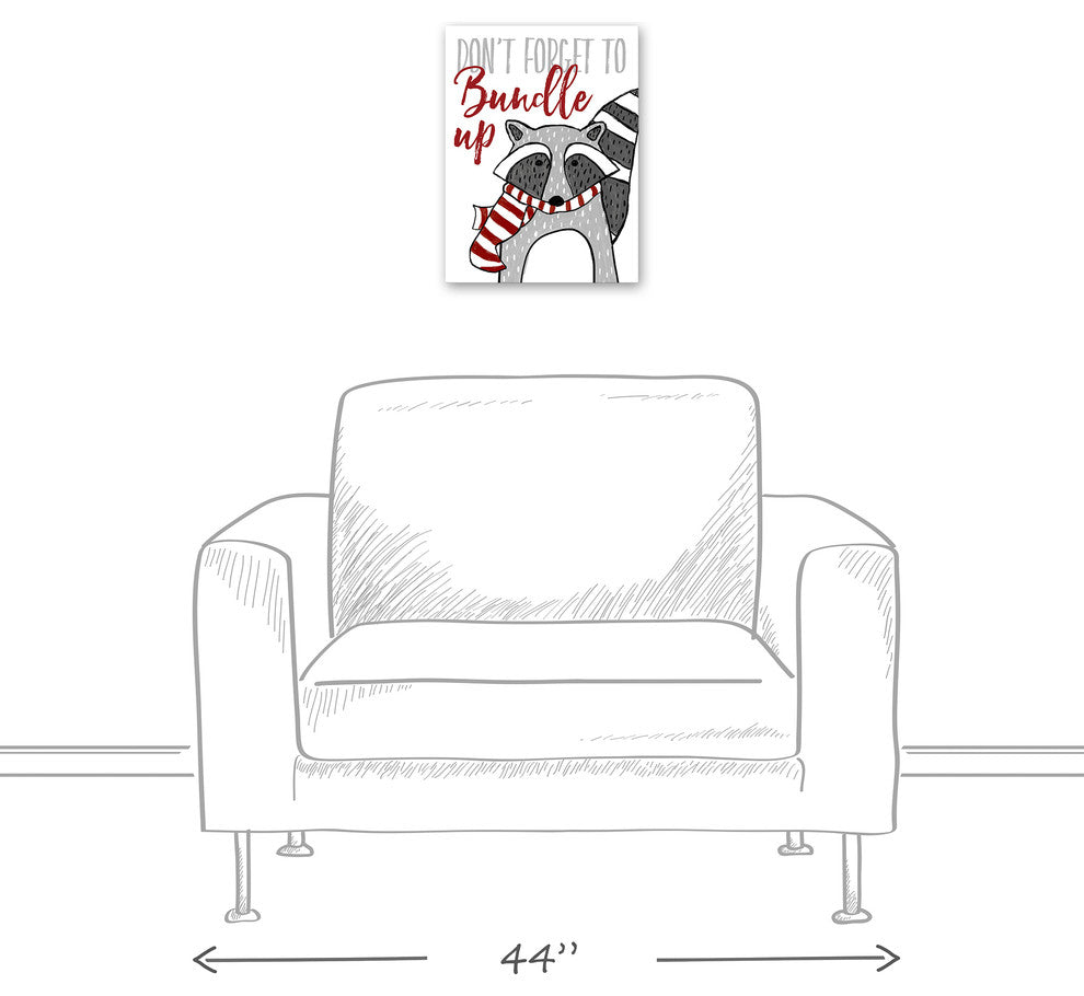 Bundle Up Raccoon 12x16 Canvas Wall Art