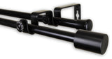 Nora 5/8" Double Curtain, Rod 84-120", Black