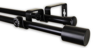 Nora 5/8" Double Curtain, Rod 84-120", Black