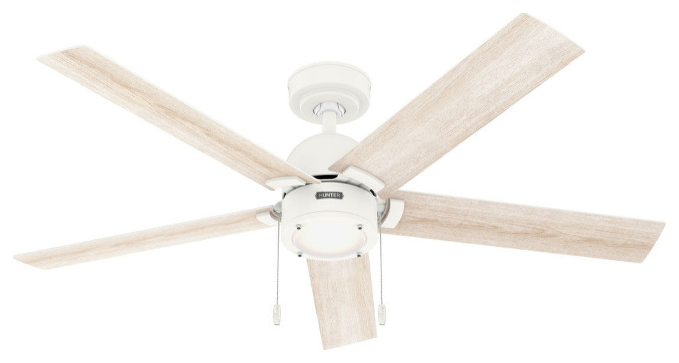 Erling Ceiling Fan, LED Light Kit and Pull Chain, Matte White, 52"