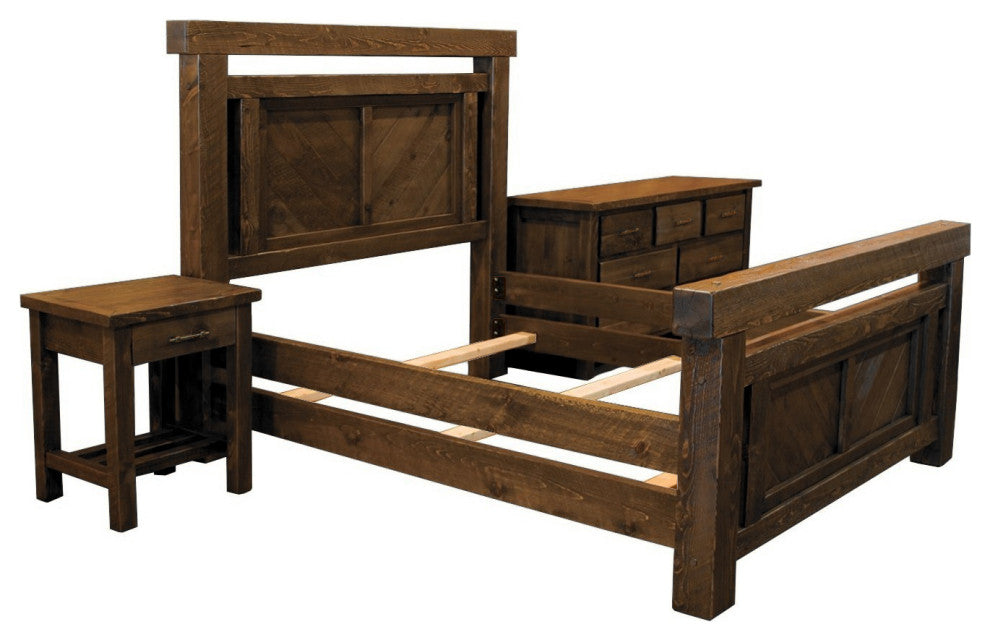 Barnwood Style Timber Peg Panel Bedroom Set, Driftwood, Queen