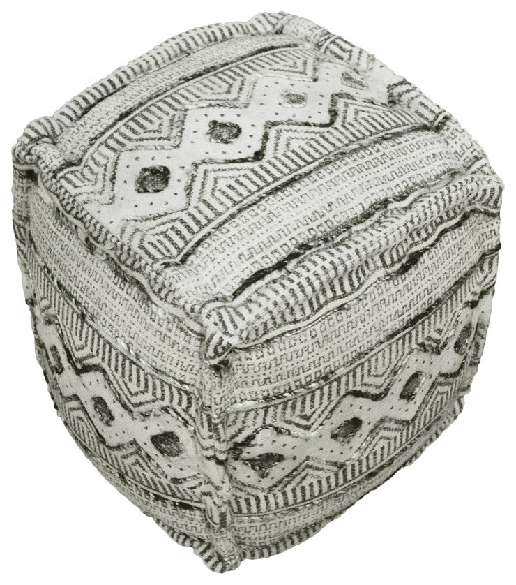 Contemporary Handmade Cotton Pouf, 14x14x14