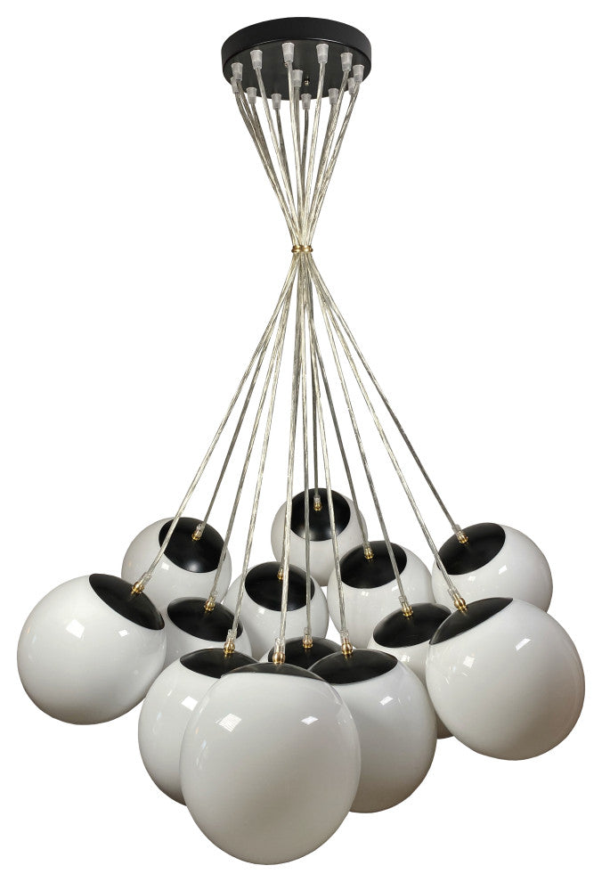 Multi Pendant 13-Light White Globe Cloud Chandelier