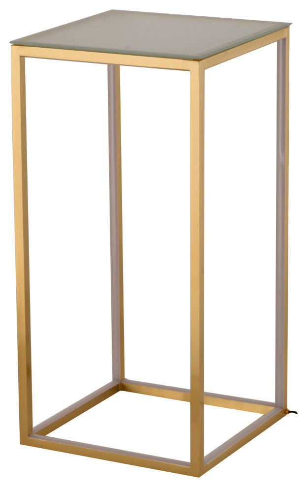 Aluminum LED Side Table With Glass Top, Gold