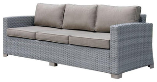 Afuera Living Contemporary Rattan Wicker Patio Sofa in Gray