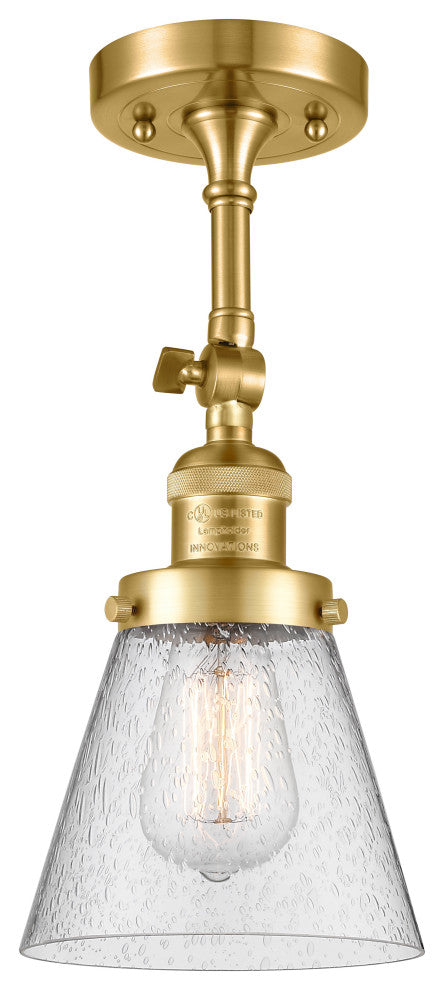 Small Cone 1 Light Sconce, Satin Gold, Seedy