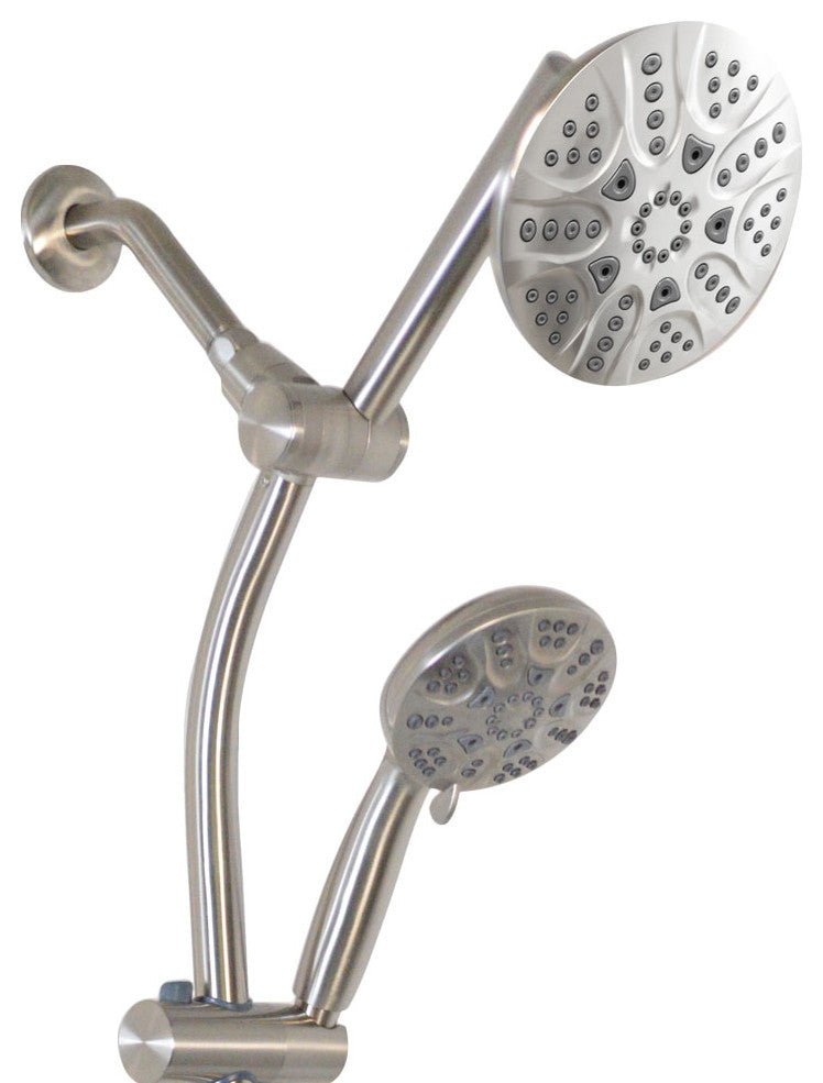 No-Drill Conversion Slide Bar Shower Head With Diverter, Satin Nickel