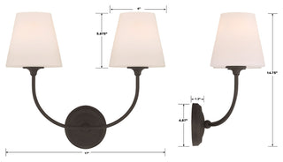 Libby Langdon for Crystorama Sylvan 2-Light Black Forged Wall Mount