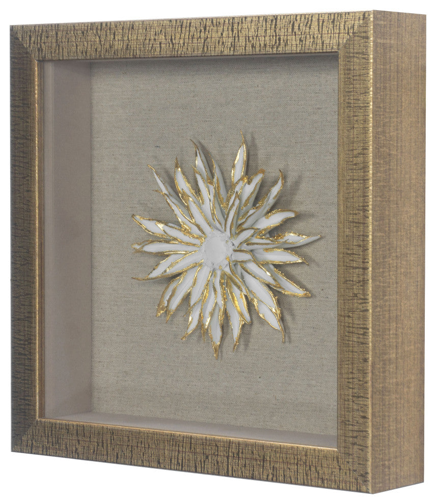 Gold Ceramic Flower Shadow Box Wall DÃ©cor (MS39291DP)