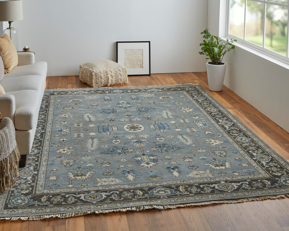 Weave & Wander Alden Rug, Steel/Chocolate, 7'9"x9'9"
