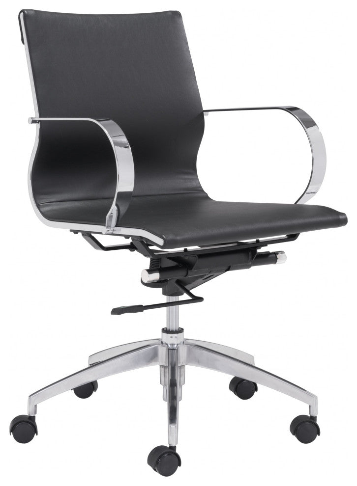 Black Ergonomic Conference Room Low Back Rolling Office Chair