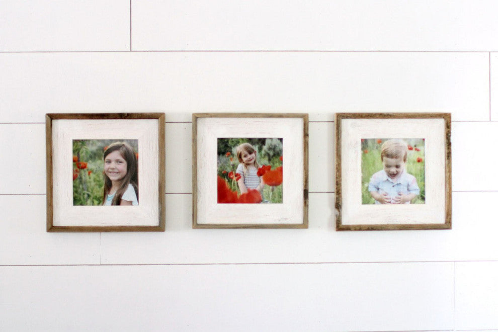 White Barnwood Picture Frame, Lighthouse Whitewash, 6"x6"