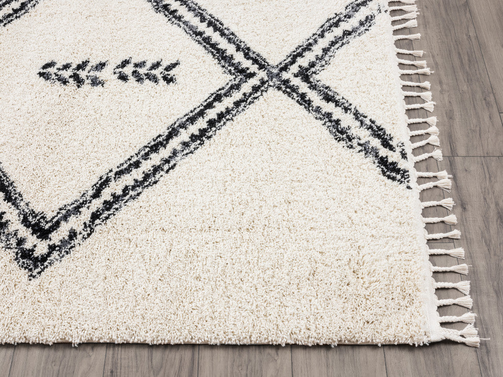 Abani Willow WIL150A Moroccan Cream Shag Rug