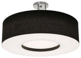 Montclair 24" Medium Base Semi-Flush Mount, Satin Nickel Finish, Black Shade