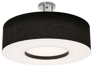 Montclair 24" Medium Base Semi-Flush Mount, Satin Nickel Finish, Black Shade
