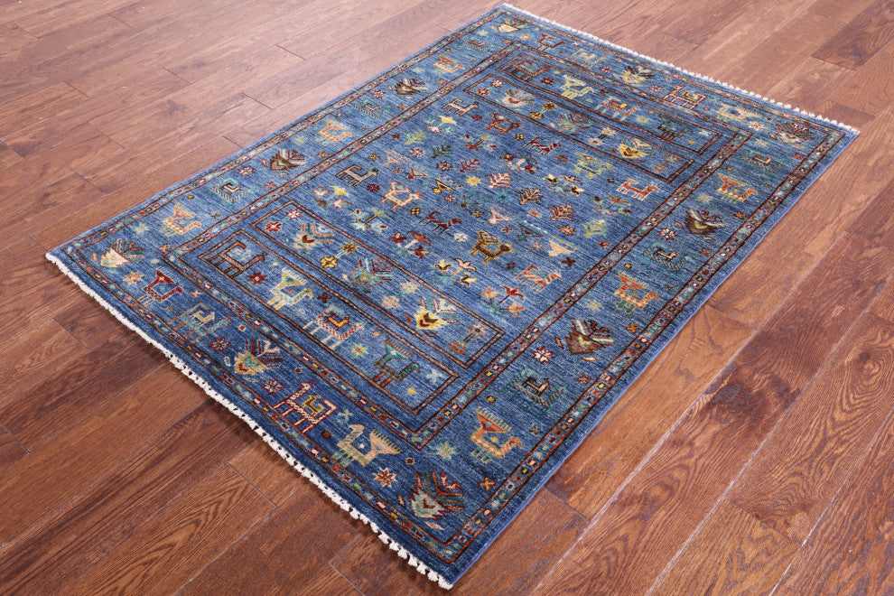 3' 6" X 4' 11" Persian Gabbeh Tribal Handmade Rug Q10823