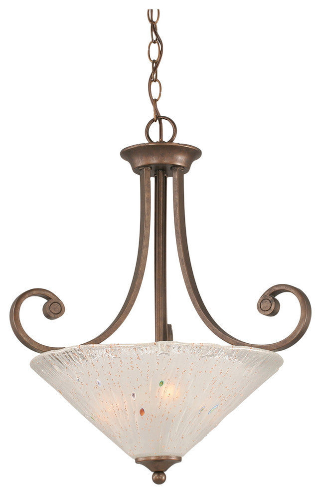 Curl Pendant With 3 Bulbs, 16" Frosted Crystal Glass