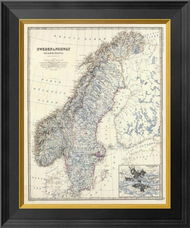 "Sweden, Norway, 1861" Framed Canvas Giclee by Alexander Keith Johnston, 17x20"