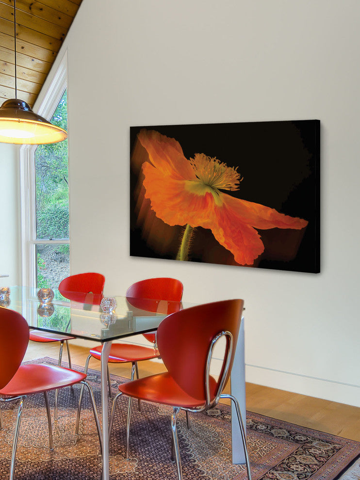"Dramatic Orange Poppy" Painting Print on Canvas