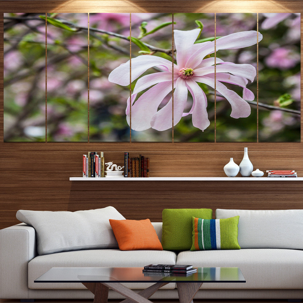 Beautiful Magnolia Flowers, Large Floral Canvas Art Print, 83"x32", 7 Panels
