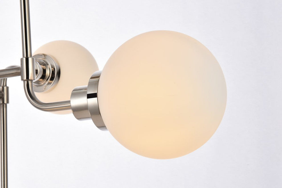 Helen 8-Light Pendant, Polished Nickel With Frosted Shade
