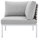 Lounge Sectional Sofa Chair Table Set, Sunbrella, Aluminum, Gray, Outdoor