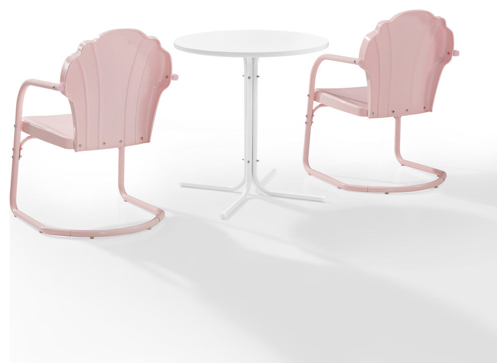 Tulip 3-Piece Outdoor Bistro Set, Pastel Pink Gloss