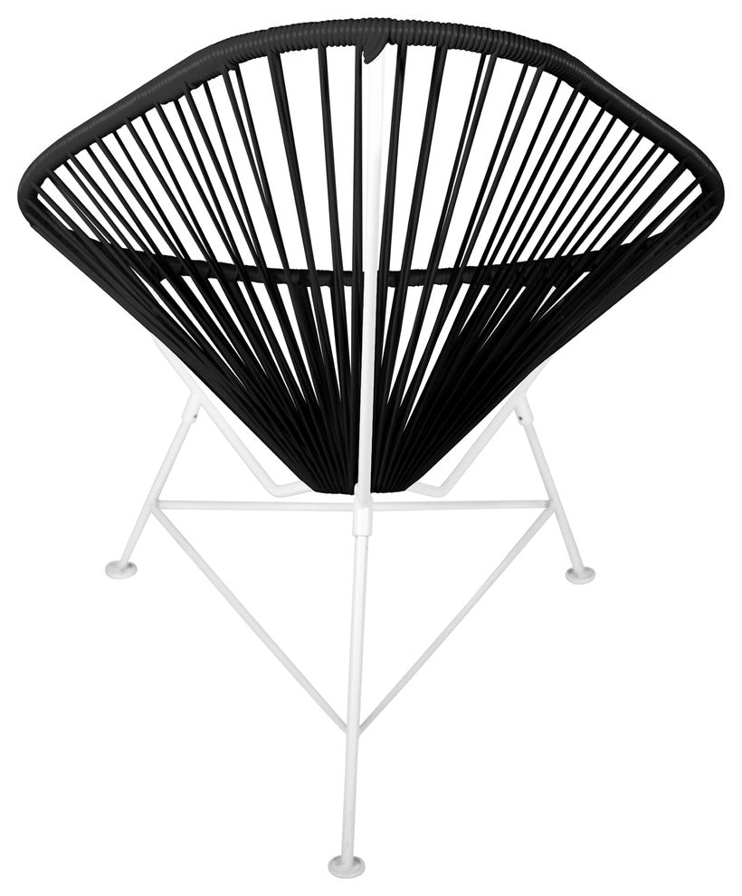 Acapulco Indoor/Outdoor Handmade Lounge Chair, Black Weave, White Frame